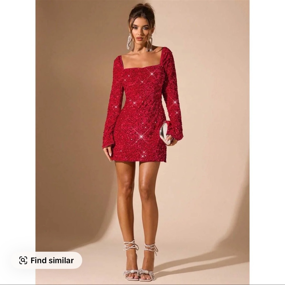 Elegant Red Sequin Dress
